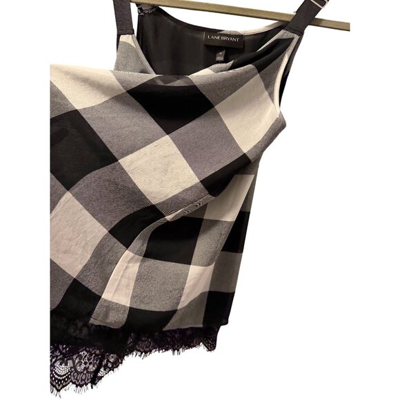 Lane Bryant Black & White Checkered Tank Top With Lace Hem Size 14W  Blouse. NWT - Picture 9 of 12